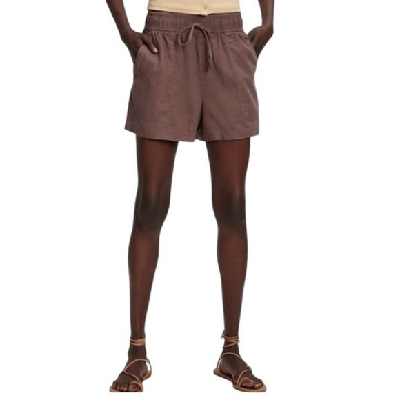 Gap Shorts Womens Size Small Linen Blend Peppercorn Pull On Pockets 3 In NWT - Picture 1 of 10